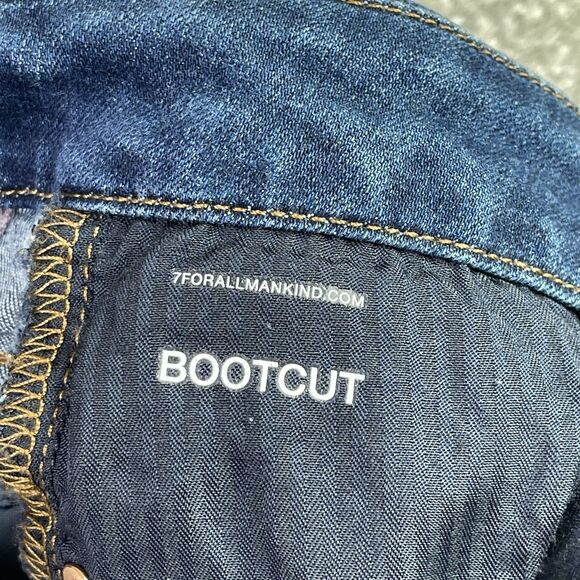 7 For All Mankind Jeans Women’s 31X29 Blue Bootcut Mid-Rise Dark Wash Stretch - Picture 6 of 15